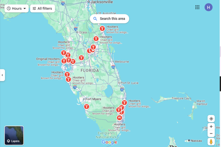 All hooters location in florida